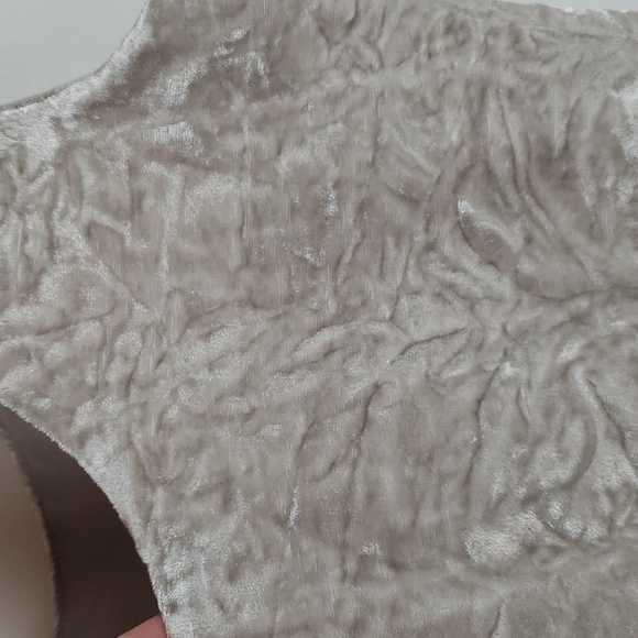 Free People Fit & Flare Tank dress Womens 8 Silver Gray Crushed Velvet Chiffon - Picture 9 of 13